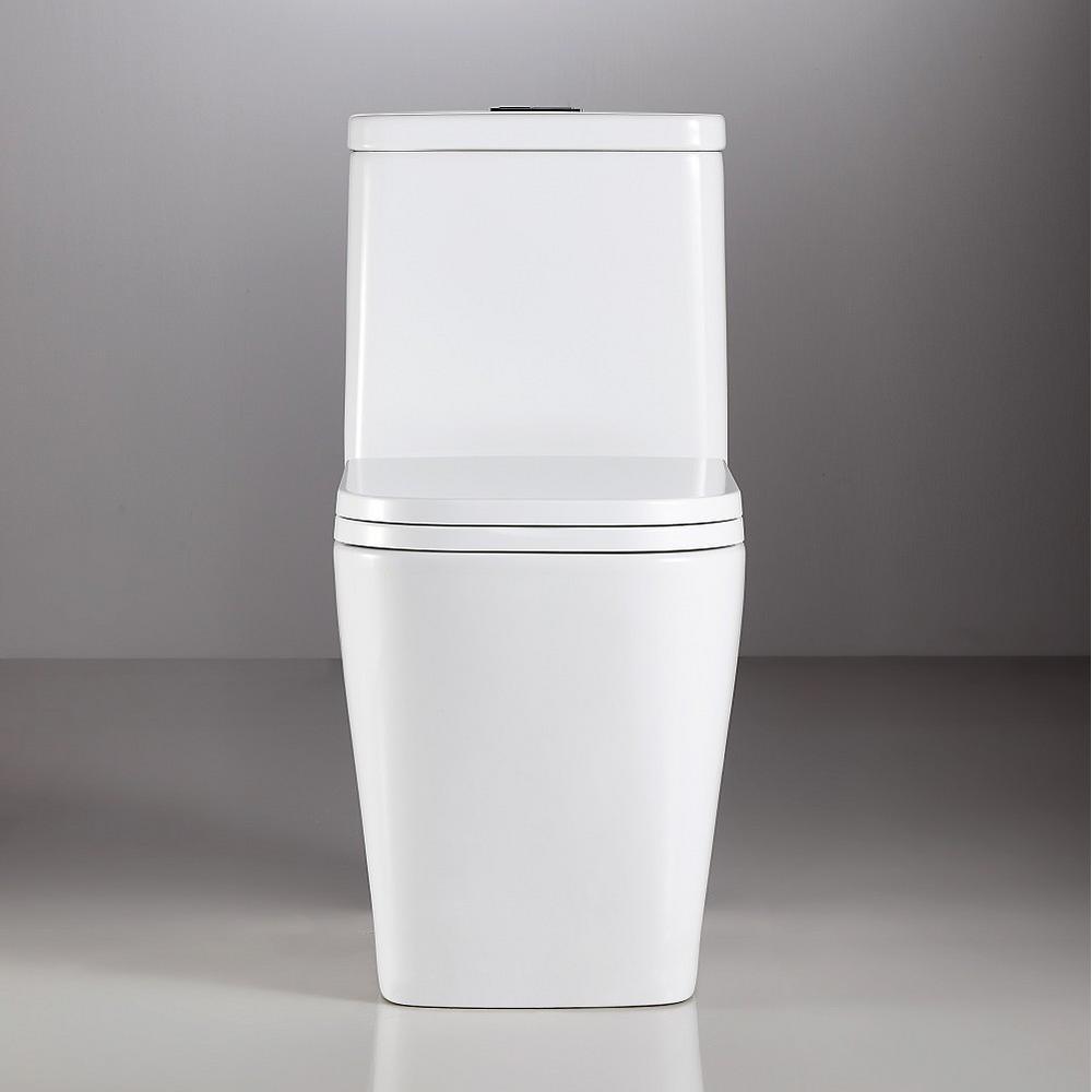 1-Piece 1.28 GPF Dual Flush Ceramic Square Elongated Toilet in White, Seat Included