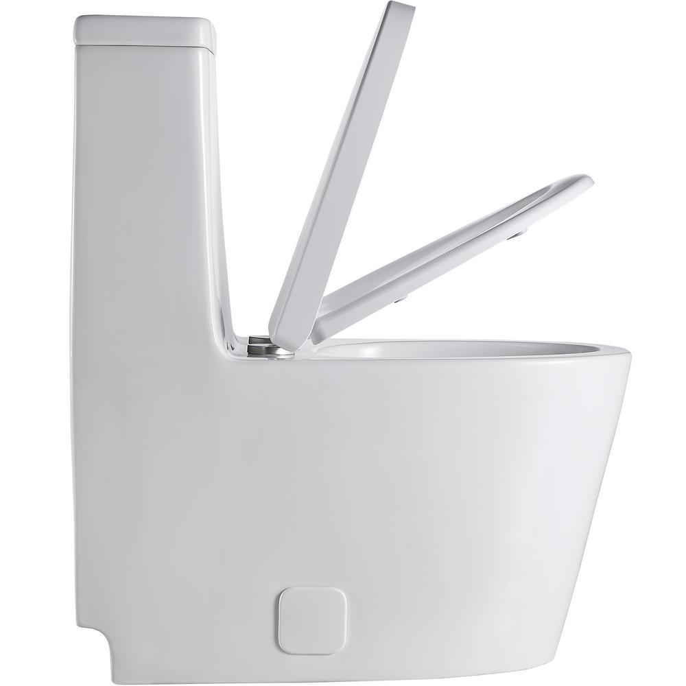 1-Piece 1.28 GPF Dual Flush High Efficiency Elongated Toilet in White, Seat Included