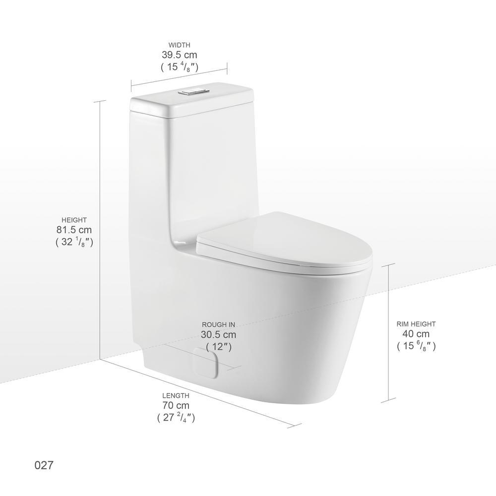 1-Piece Elongated Dual-Flush 1.28 GPF/0.88 GPF High Efficiency Skirted Toilet All-in-One Toilet in White Seat Included