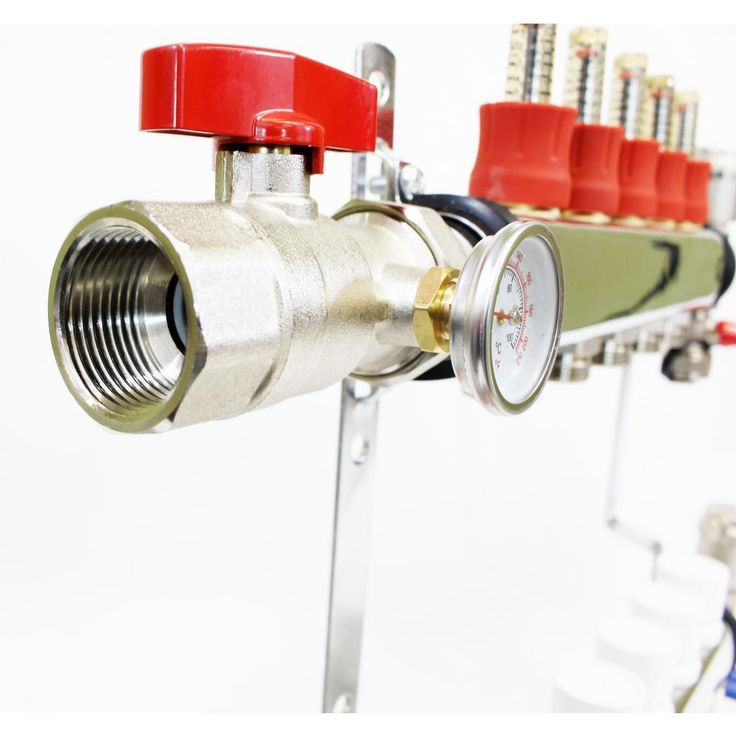 1 in. NPT Inlet x 1/2 in.  Stainless Steel Compression Connection 12-Outlet Radiant Heating Manifold
