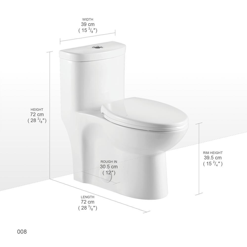 1-Piece 1.1 GPF /1.6 GPF Dual Flush High Efficiency Elongated Toilet in White Seat Included