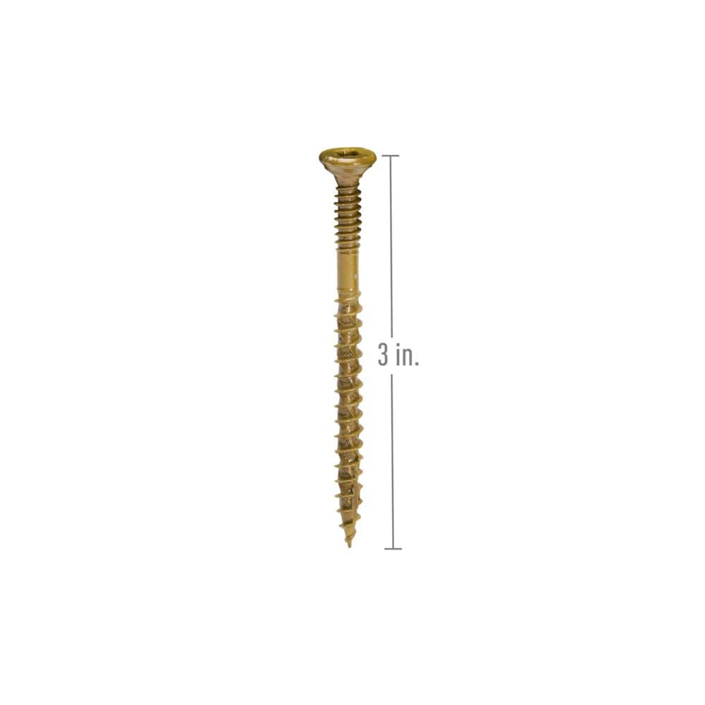 #10 x 3 in. UltraPro LOX 2 Drive, Flat Scavenger II Head, GrabberGard Gold, Exterior Wood Screws (5 lb. box)