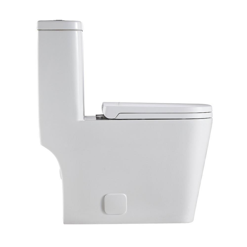 1-Piece 1.28 GPF Dual Flush Ceramic Square Elongated Toilet in White, Seat Included