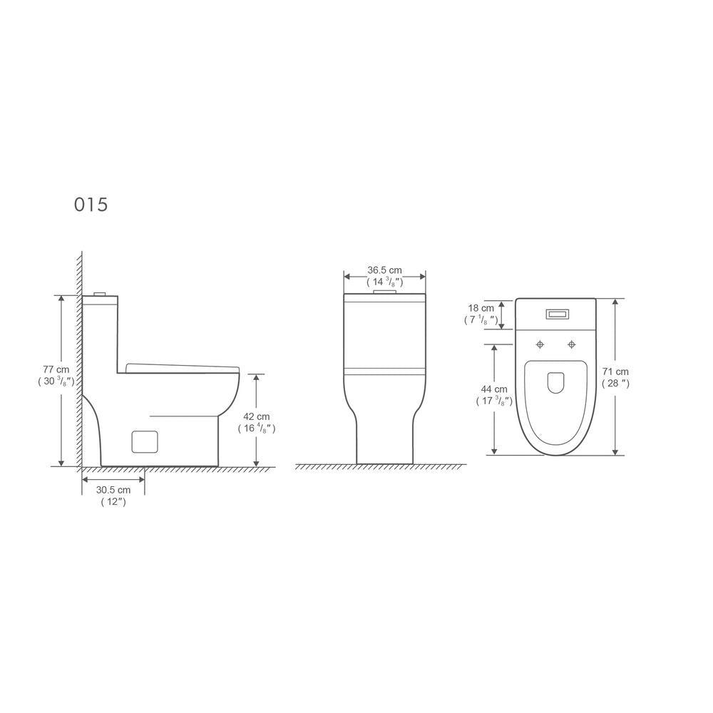 1-Piece Dual Flush 1.2 GPF/0.88 GPF High Efficiency Skirted Toilet Round Bowl All-in-One Toilet in White Seat Included