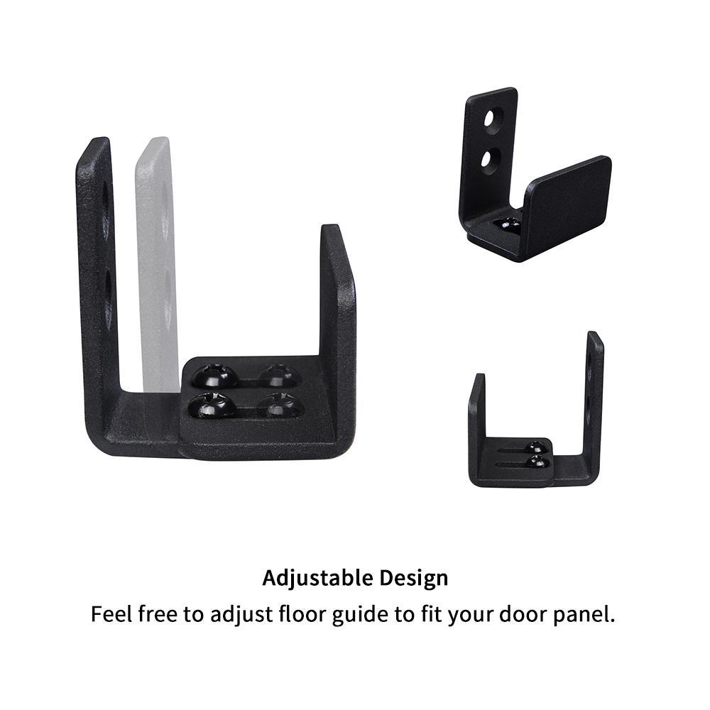 1.43 in. Black Steel U Shape Heavy-Duty Sliding Barn Door Floor Guide Hardware (Model 4)