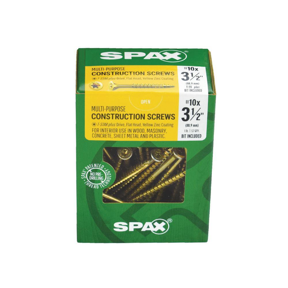 #10 x 3-1/2 in. T-Star Plus Drive Flat Head Partial Thread Yellow Zinc Coated Multi-Material Screw (57 per Box)
