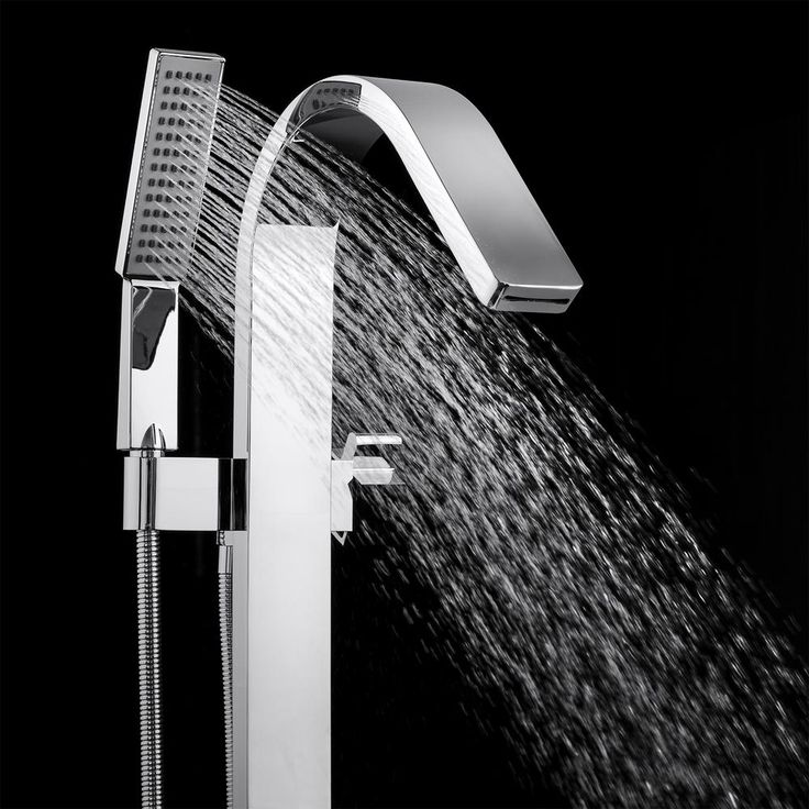 1-Handle Freestanding Floor Mount Roman Tub Faucet Bathtub Filler with Hand Shower in Chrome