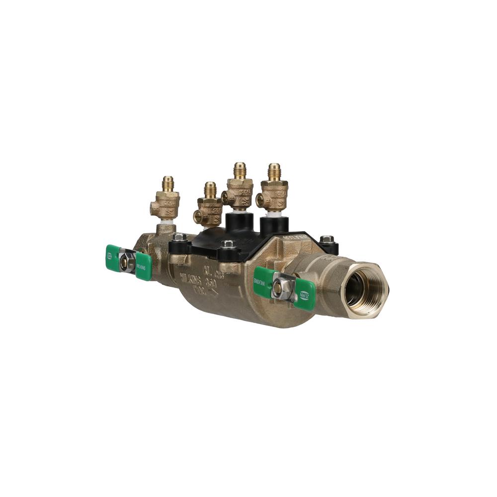 1 in. Lead-Free Bronze Double Check Valve Assembly with Integral Male 45 Degree Flare SAE Test Fitting