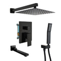 1-Spray Patterns with 2.5 GPM 10 in. 3-Way Wall Mount Rain Dual Shower Heads with Tub Shower Faucet in Matte Black